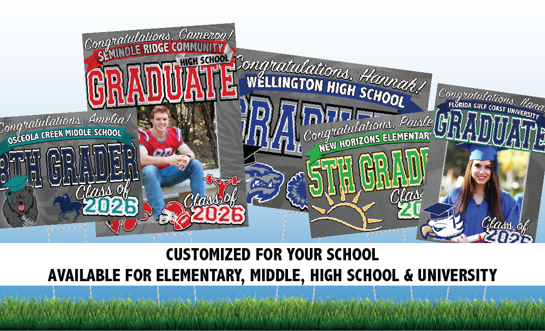 Class of 2026 Grad Sign Full Color Yard Sign w/ Stand