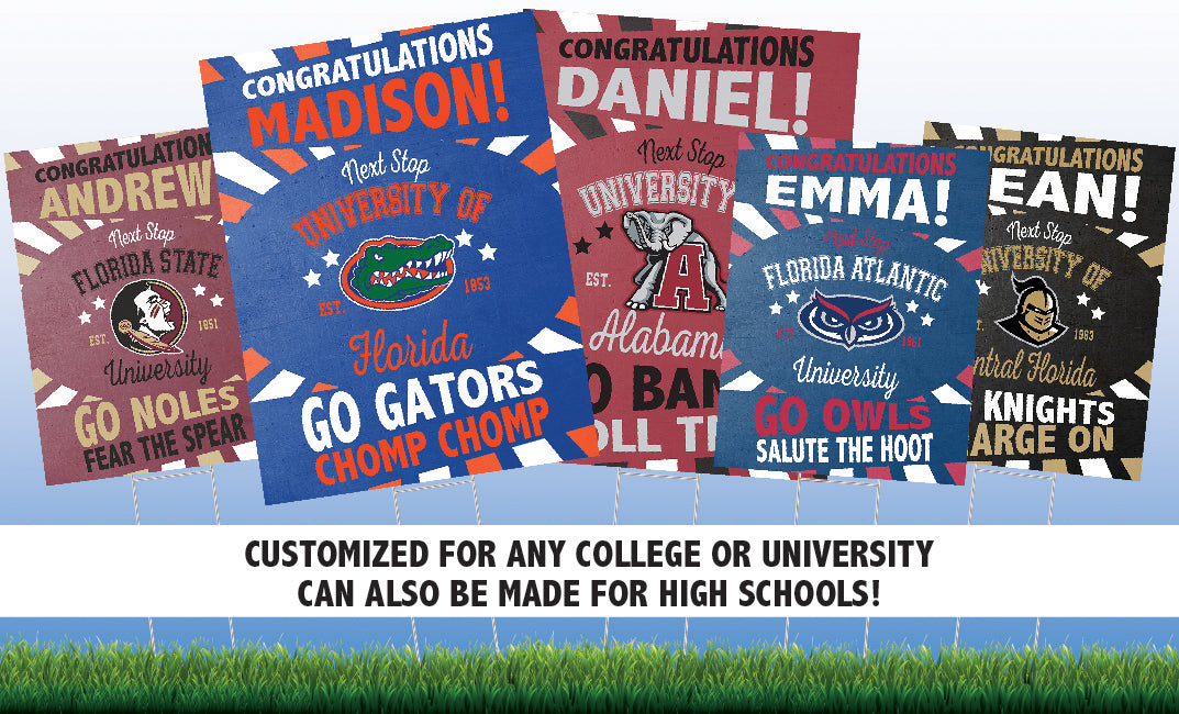 Future College University Congratulations Sign Full Color Yard Sign w/ Stand